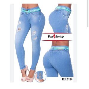 Bon BonUp Colombian Jeans 6114 Butt Lifter Distressed Skinny Jeans Size 12 US7